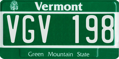 VT license plate VGV198