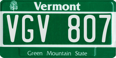 VT license plate VGV807