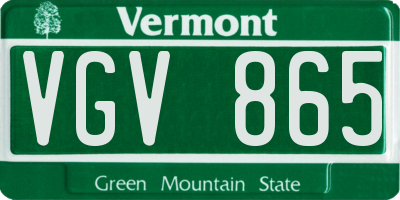 VT license plate VGV865