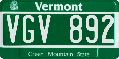 VT license plate VGV892