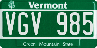 VT license plate VGV985