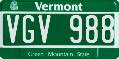 VT license plate VGV988