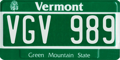 VT license plate VGV989