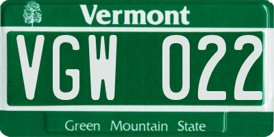 VT license plate VGW022