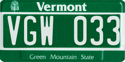 VT license plate VGW033