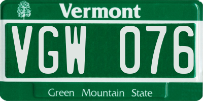 VT license plate VGW076