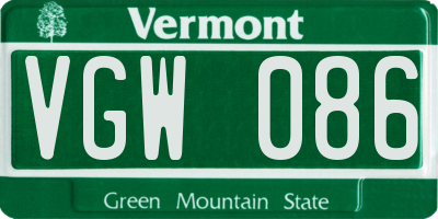 VT license plate VGW086