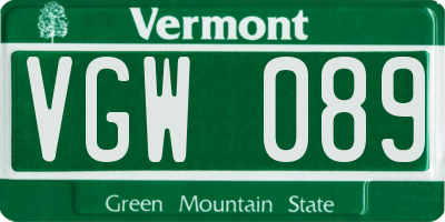 VT license plate VGW089