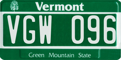 VT license plate VGW096