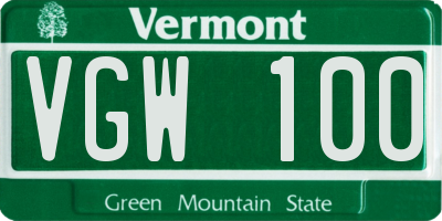 VT license plate VGW100