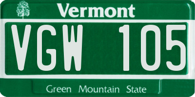 VT license plate VGW105