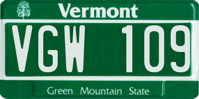 VT license plate VGW109