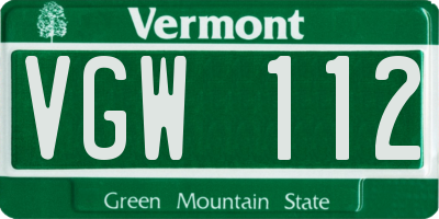 VT license plate VGW112