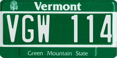VT license plate VGW114