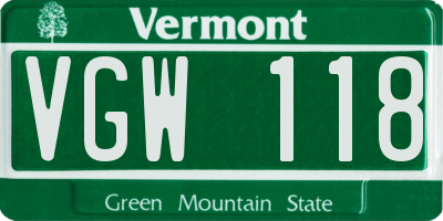 VT license plate VGW118