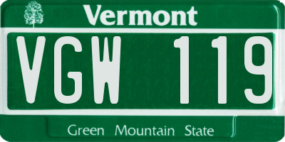 VT license plate VGW119