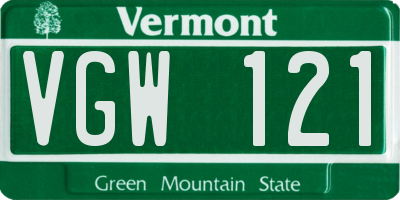 VT license plate VGW121