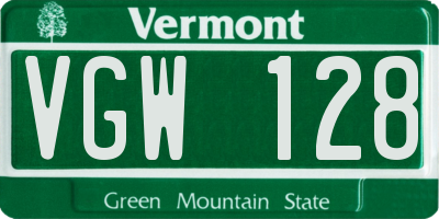 VT license plate VGW128