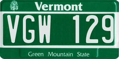 VT license plate VGW129