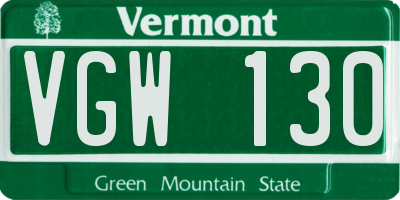 VT license plate VGW130