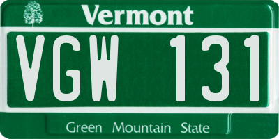 VT license plate VGW131