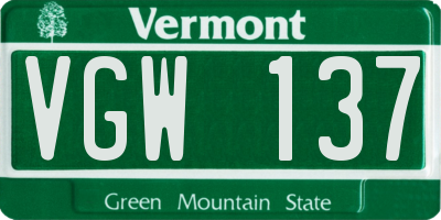 VT license plate VGW137
