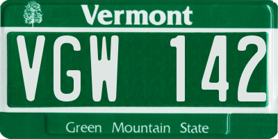 VT license plate VGW142