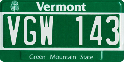 VT license plate VGW143