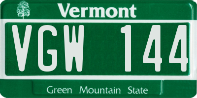 VT license plate VGW144