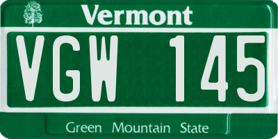 VT license plate VGW145