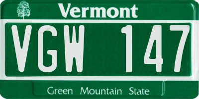 VT license plate VGW147