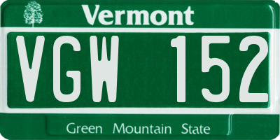 VT license plate VGW152
