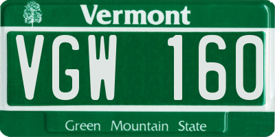 VT license plate VGW160