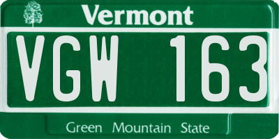VT license plate VGW163