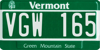 VT license plate VGW165