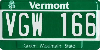 VT license plate VGW166