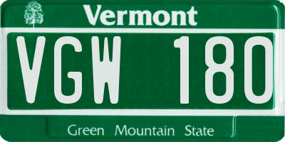 VT license plate VGW180