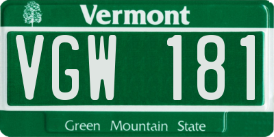 VT license plate VGW181