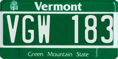 VT license plate VGW183