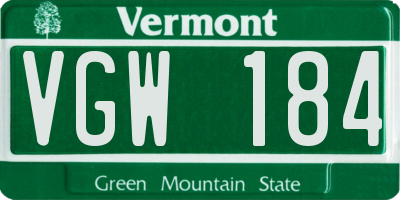 VT license plate VGW184