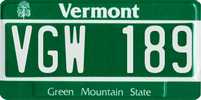 VT license plate VGW189