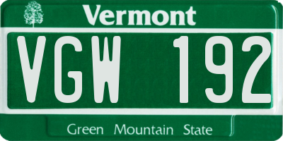 VT license plate VGW192