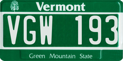 VT license plate VGW193