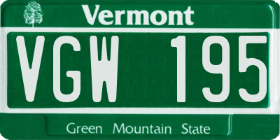 VT license plate VGW195