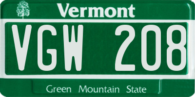 VT license plate VGW208