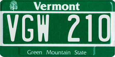 VT license plate VGW210