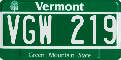 VT license plate VGW219