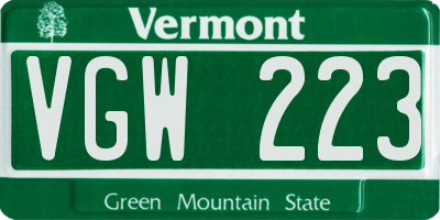 VT license plate VGW223