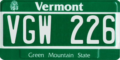 VT license plate VGW226