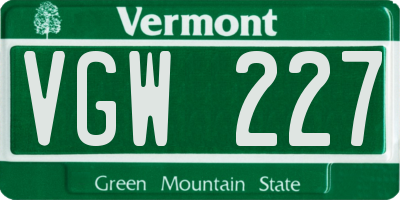 VT license plate VGW227
